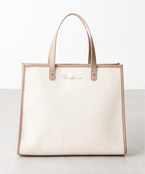 OLIVE des OLIVE（オリーブデオリーブ）の「トリミングトートバッグ（トートバッグ・レディース・オフホワイト/ブラック/ベージュ/ダークブラウン・FREE）」の4枚目の写真