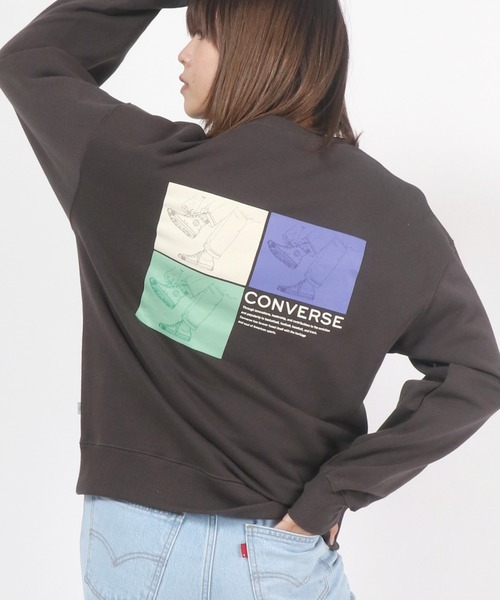 CONVERSE（コンバース）の「CONVERSE(コンバース)スニーカーグラフィック プリント スウェットトップス レディース/トレーナープルオーバー（スウェット・レディース・ホワイト/ブラック/ホワイト系その他/ブラック系その他・M/L）」の3枚目の写真