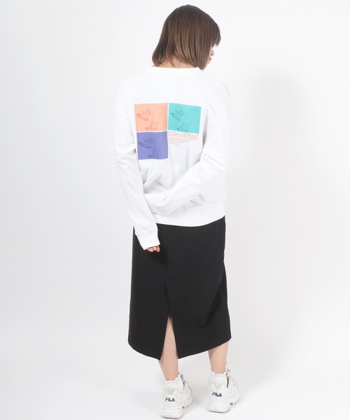 CONVERSE（コンバース）の「CONVERSE(コンバース)スニーカーグラフィック プリント スウェットトップス レディース/トレーナープルオーバー（スウェット・レディース・ホワイト/ブラック/ホワイト系その他/ブラック系その他・M/L）」の21枚目の写真