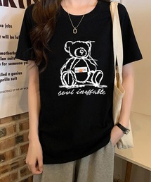 くまプリントTシャツ