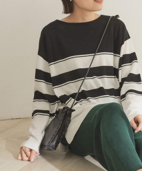 FORK&SPOON（フォークアンドスプーン）の「FORK&SPOON　ボーダールーズニット（ニット/セーター・レディース・グレー系その他/ブルー系その他/ブラック系その他・ONE）」の2枚目の写真