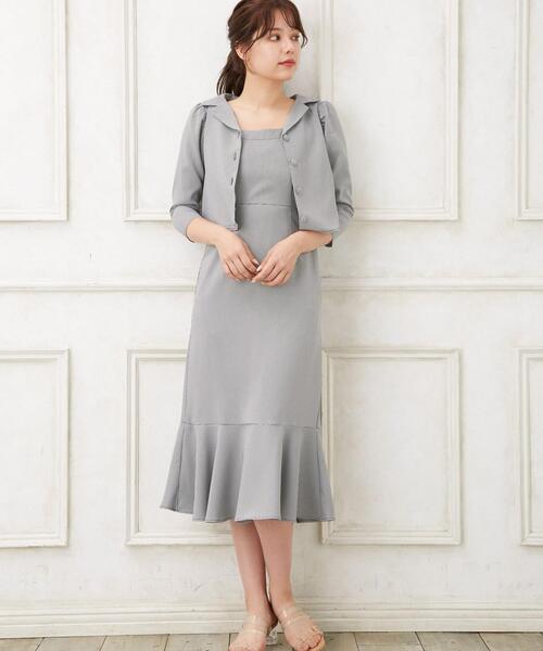 Allamanda(アラマンダ)の「肩リボンキャミワンピース×シャツジャケット(ワンピース・レディース・グレー系8/ベージュ系4/その他11・M)」の3枚目の写真