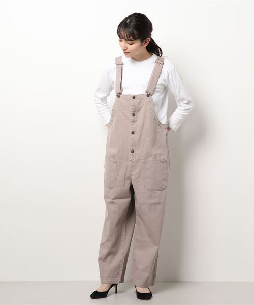 Samansa Mos2(サマンサ モスモス)の「前あきサロペット(サロペット/オーバーオール・レディース・ベージュ/ネイビー/グレー/オレンジ・フリ-)」の7枚目の写真