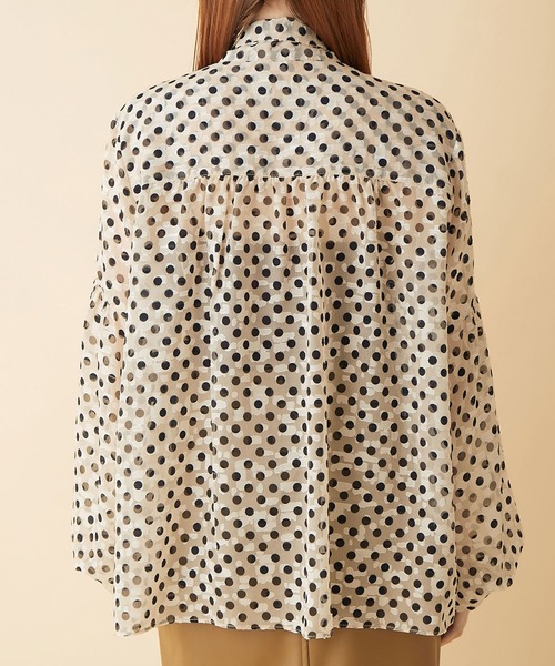 MADEMOISELLE ROPE'（マドモアゼル ロペ）の「ドットギャザーボウタイブラウス（シャツ/ブラウス・レディース・ホワイト系その他2/カーキ・38）」の17枚目の写真