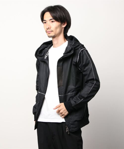 FranCisT_MOR.K.S.（フランシストモークス）の「FranCisT_MOR.K.S./フランシスト モークス/N/PUコートレザーフーディージャケット（ブルゾン・メンズ・グレー/ブラック・4/3/2）」の6枚目の写真