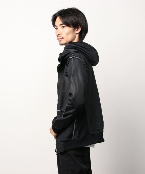 FranCisT_MOR.K.S.（フランシストモークス）の「FranCisT_MOR.K.S./フランシスト モークス/N/PUコートレザーフーディージャケット（ブルゾン・メンズ・グレー/ブラック・4/3/2）」の8枚目の写真