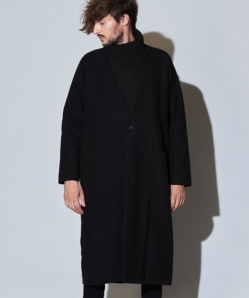 NO ID.（ノーアイディ）の「mj8204- BIGﾉｰｶﾗｰ中綿1B-JKT コート（ノーカラーコート・メンズ・ブラック/ベージュ/ネイビー/レオパード・ONE SIZE）」の15枚目の写真