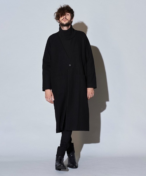 NO ID.（ノーアイディ）の「mj8204- BIGﾉｰｶﾗｰ中綿1B-JKT コート（ノーカラーコート・メンズ・ブラック/ベージュ/ネイビー/レオパード・ONE SIZE）」の19枚目の写真