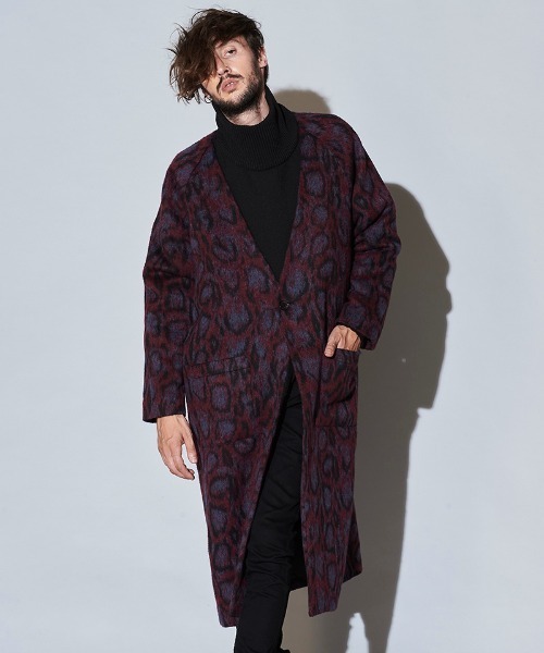 NO ID.（ノーアイディ）の「mj8204- BIGﾉｰｶﾗｰ中綿1B-JKT コート（ノーカラーコート・メンズ・ブラック/ベージュ/ネイビー/レオパード・ONE SIZE）」の6枚目の写真