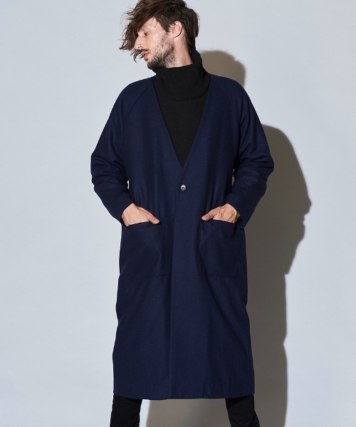 NO ID.（ノーアイディ）の「mj8204- BIGﾉｰｶﾗｰ中綿1B-JKT コート（ノーカラーコート・メンズ・ブラック/ベージュ/ネイビー/レオパード・ONE SIZE）」の16枚目の写真