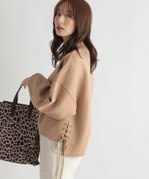 Andemiu（アンデミュウ）の「ダンボールレースアップカット238304（スウェット・レディース・ライトグレー/ベージュ/ブルー・FREE）」の11枚目の写真