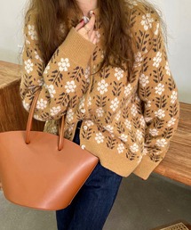 me+em select | 花柄ジャガードニットカーディガン(カーディガン/ボレロ)