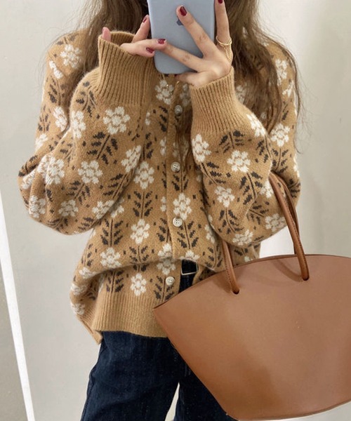 me+em select（ミームセレクト）の「花柄ジャガードニットカーディガン（カーディガン/ボレロ・レディース・ブラック/ベージュ/ブラウン・FREE）」の21枚目の写真