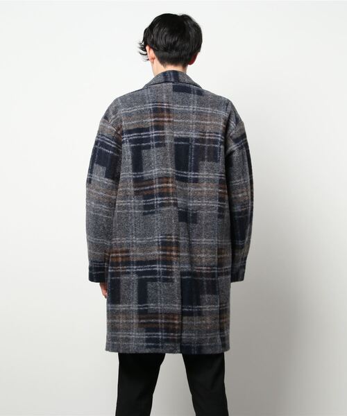 CUSTOM CULTURE（カスタムカルチャー）の「【CUSTOM CULTURE】 チェックジャガード スライバーコート（チェスターコート・メンズ・ブルー系/レッド系1・2/3）」の4枚目の写真