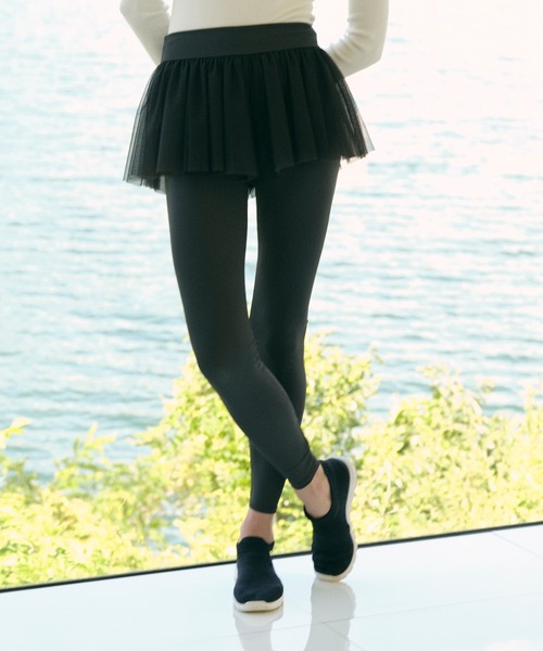 チュールショートパンツ付きレギンス