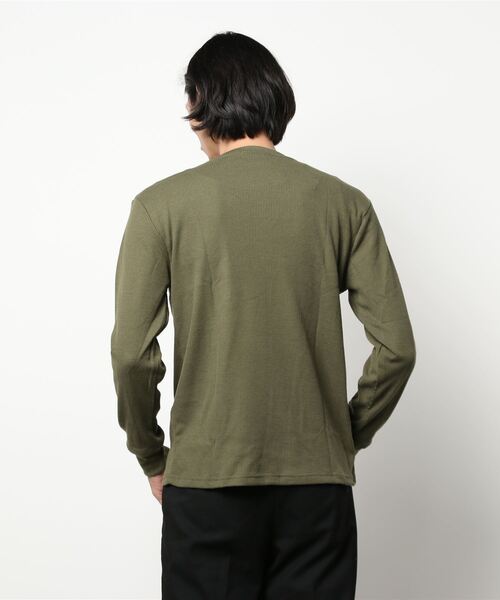 Bling Leads（ブリングリーズ）の「Bling leads/ワッフルヘンリーネックT（Tシャツ/カットソー・メンズ・ホワイト/ブラック/ベージュ/ネイビー/グレー/カーキ/ライトピンク・MEDIUM/X-LARGE/LARGE）」の9枚目の写真