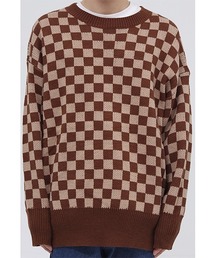 Oversized Flag Check Knit Sweater WO21W4TP02 【WB ORIGINALS】