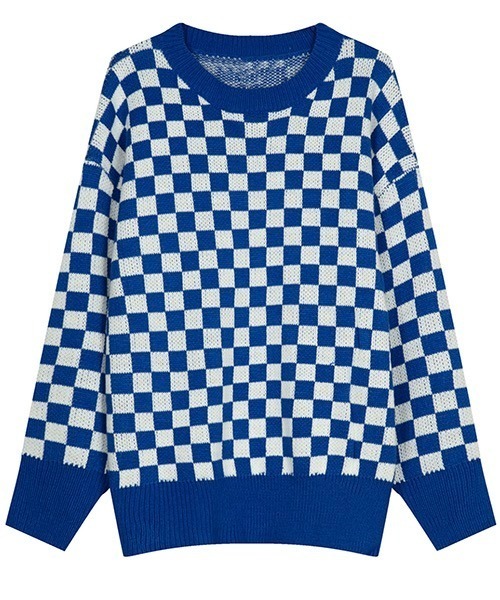 WESTBOY(ウエストボーイ)の「Oversized Flag Check Knit Sweater WO21W4TP02 【WB ORIGINALS】(ニット/セーター・メンズ・ブラック/ブラウン/ブルー/グリーン・M/L/XL)」の5枚目の写真