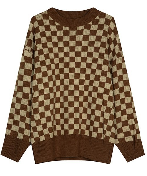 WESTBOY(ウエストボーイ)の「Oversized Flag Check Knit Sweater WO21W4TP02 【WB ORIGINALS】(ニット/セーター・メンズ・ブラック/ブラウン/ブルー/グリーン・M/L/XL)」の11枚目の写真