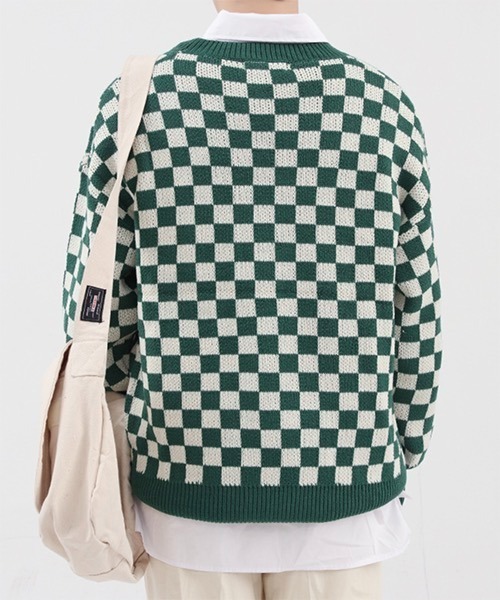 WESTBOY(ウエストボーイ)の「Oversized Flag Check Knit Sweater WO21W4TP02 【WB ORIGINALS】(ニット/セーター・メンズ・ブラック/ブラウン/ブルー/グリーン・M/L/XL)」の8枚目の写真