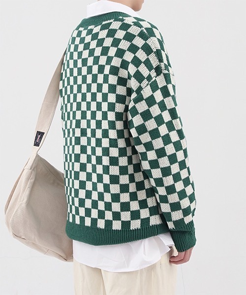 WESTBOY(ウエストボーイ)の「Oversized Flag Check Knit Sweater WO21W4TP02 【WB ORIGINALS】(ニット/セーター・メンズ・ブラック/ブラウン/ブルー/グリーン・M/L/XL)」の15枚目の写真