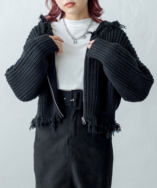 RASVOA(ラスボア)の「ダメージニットパーカー(ニット/セーター・レディース・オフホワイト/ブラック・FREE)」の3枚目の写真