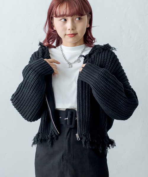 RASVOA(ラスボア)の「ダメージニットパーカー(ニット/セーター・レディース・オフホワイト/ブラック・FREE)」の6枚目の写真