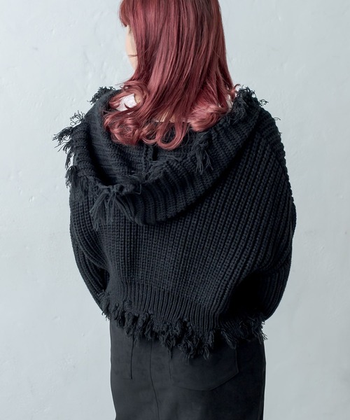 RASVOA(ラスボア)の「ダメージニットパーカー(ニット/セーター・レディース・オフホワイト/ブラック・FREE)」の9枚目の写真