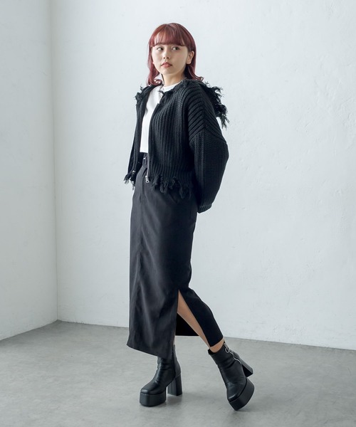 RASVOA(ラスボア)の「ダメージニットパーカー(ニット/セーター・レディース・オフホワイト/ブラック・FREE)」の10枚目の写真