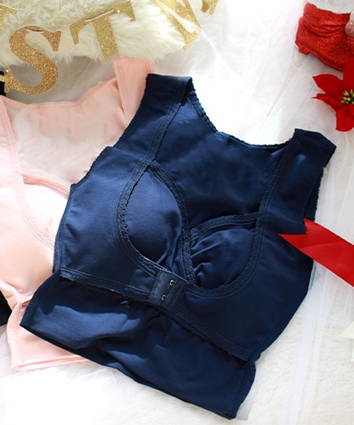 SweetMommy（スウィートマミー）の「フロント調節　熟睡コットン ナイトブラ（ナイトブラ・レディース・ブラック/ネイビー/ベビーピンク/ブルー/イエロー系その他・L/LL/M/3L）」の2枚目の写真