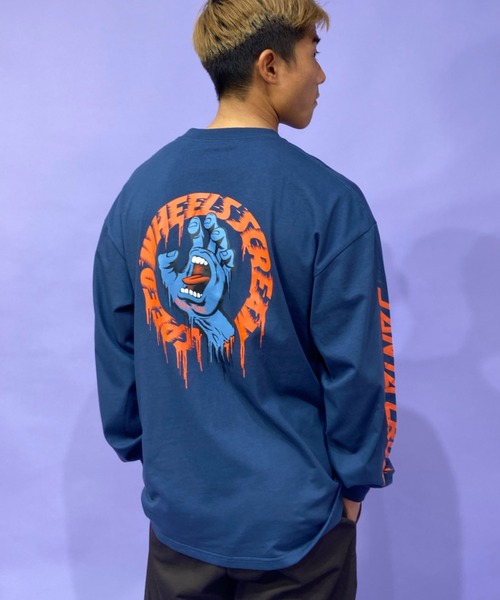 SANTA CRUZ（サンタクルーズ）の「【ムラサキスポーツ別注】SANTACRUZ/サンタクルーズ スクリーミングハンド バックプリントロンT 502221402（Tシャツ/カットソー・メンズ・ホワイト/ネイビー/ブラック/グリーン・M/XL/L）」の4枚目の写真