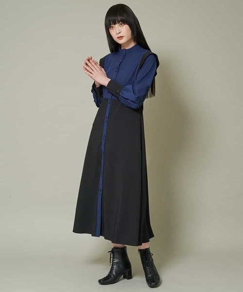 A de a.v.v（アードアー・ヴェ・ヴェ）の「配色切替ワンピース（ワンピース・レディース・ベージュ/ネイビー・38/36）」の16枚目の写真