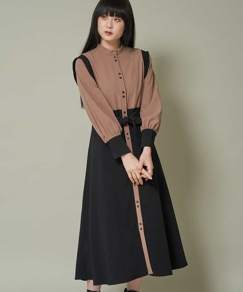 A de a.v.v（アードアー・ヴェ・ヴェ）の「配色切替ワンピース（ワンピース・レディース・ベージュ/ネイビー・38/36）」の14枚目の写真