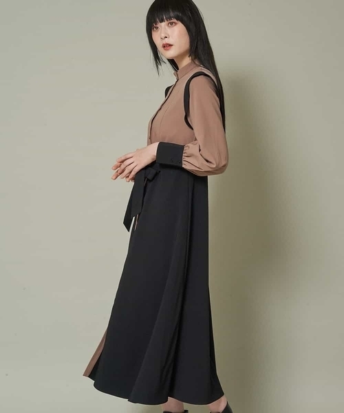 A de a.v.v（アードアー・ヴェ・ヴェ）の「配色切替ワンピース（ワンピース・レディース・ベージュ/ネイビー・38/36）」の13枚目の写真