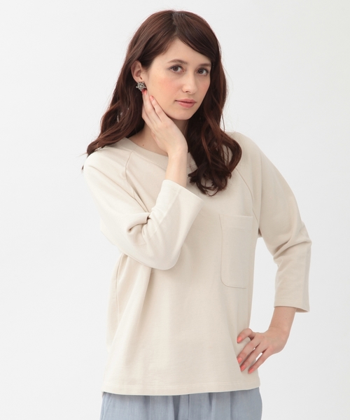 Another Edition（アナザーエディション）の「ウラケポケットラグランプルオーバー/AEBC ｳﾗｹ POC RGLN◆（スウェット・レディース・ホワイト/ベージュ/ネイビー/ライラック・ﾌﾘ-）」の3枚目の写真