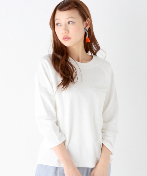 Another Edition（アナザーエディション）の「ウラケポケットラグランプルオーバー/AEBC ｳﾗｹ POC RGLN◆（スウェット・レディース・ホワイト/ベージュ/ネイビー/ライラック・ﾌﾘ-）」の17枚目の写真