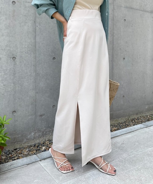 CIAOPANIC（チャオパニック）の「カットジョーゼットスリットタイトスカート（スカート・レディース・アイボリー/ブラック/グリーン・SMALL/MEDIUM）」の2枚目の写真