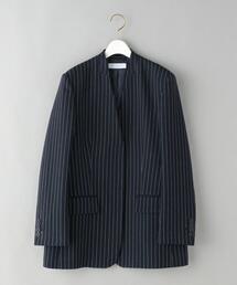 BEAUTY&YOUTH UNITED ARROWS | BY チョークストライプ カラーレス ジャケット(ノーカラージャケット)