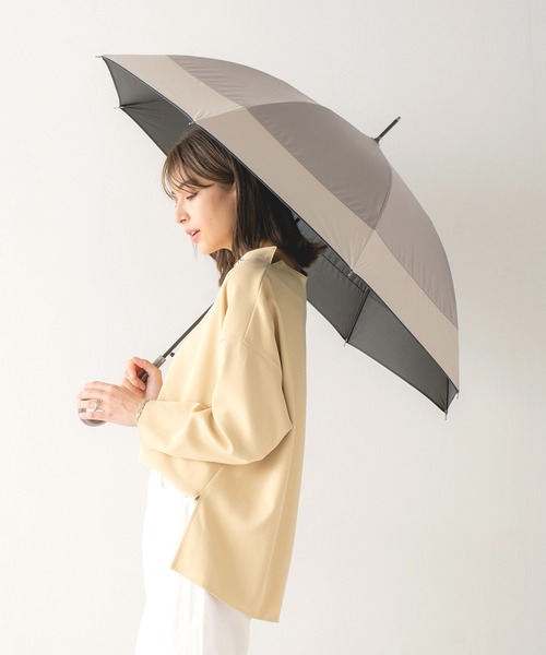 macocca(マコッカ)の「完全遮光 UVカット100% 日傘 晴雨兼用 makez.マケズ ジャンプ傘 パイピング切替(長傘・レディース・ピンクベージュ/ホワイト/グレー/グレイッシュベージュ/モカ/パープル/ネイビー系/ブラウン系・FREE)」の4枚目の写真