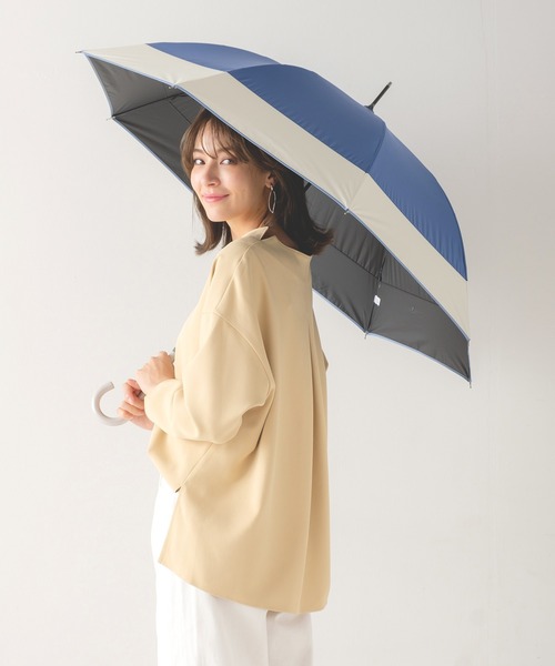 macocca(マコッカ)の「完全遮光 UVカット100% 日傘 晴雨兼用 makez.マケズ ジャンプ傘 パイピング切替(長傘・レディース・ピンクベージュ/ホワイト/グレー/グレイッシュベージュ/モカ/パープル/ネイビー系/ブラウン系・FREE)」の6枚目の写真