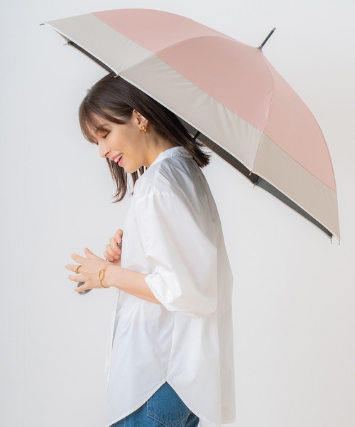 macocca(マコッカ)の「完全遮光 UVカット100% 日傘 晴雨兼用 makez.マケズ ジャンプ傘 パイピング切替(長傘・レディース・ピンクベージュ/ホワイト/グレー/グレイッシュベージュ/モカ/パープル/ネイビー系/ブラウン系・FREE)」の8枚目の写真