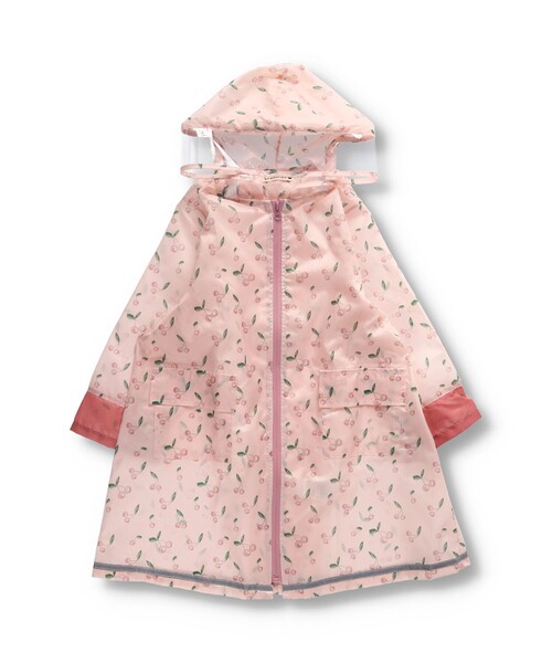 BRANSHES(ブランシェス)の「【撥水】チェリー柄レインコート(レインコート/ポンチョ・キッズ・ピンク・L/M/S)」の2枚目の写真