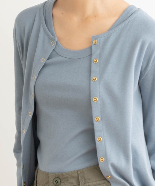 kha:ki(カーキ)の「「KHA:KI / カーキ」11ボタンコットンリブカーディガン"11B CTN RIB C/D"(カーディガン/ボレロ・レディース・ブラック/ネイビー/グレー/ブルー/グリーン/モカ/ベージュ・1/2)」の9枚目の写真