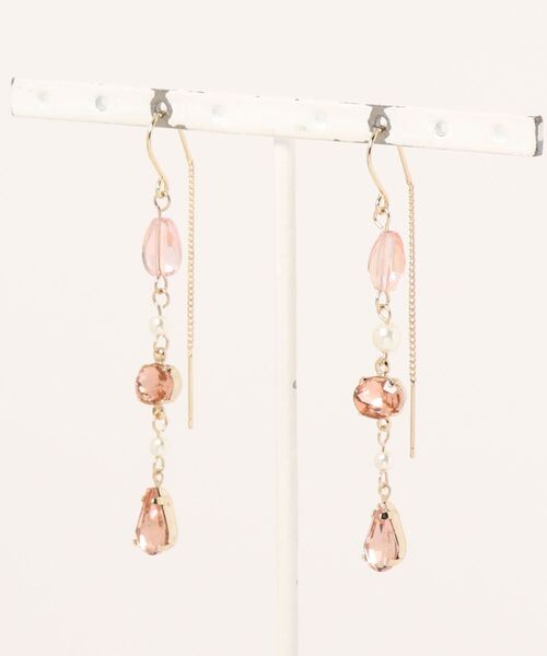 Maison de FLEUR(メゾンドフルール)の「アメリカンビジューピアス(ピアス(両耳用)・レディース・ホワイト/ピンク・FREE)」の2枚目の写真