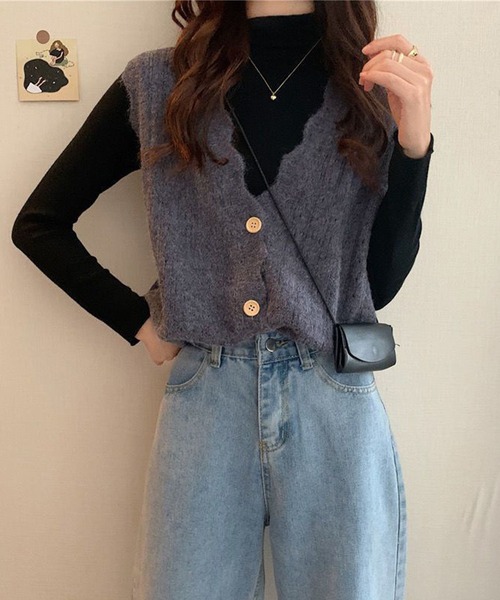 aimoha（アイモハ）の「シンプルニットベスト（ベスト・レディース・パープル/ピンク/イエロー/グレー/ベージュ/ネイビー/ブルー/ホワイト・FREE）」の22枚目の写真