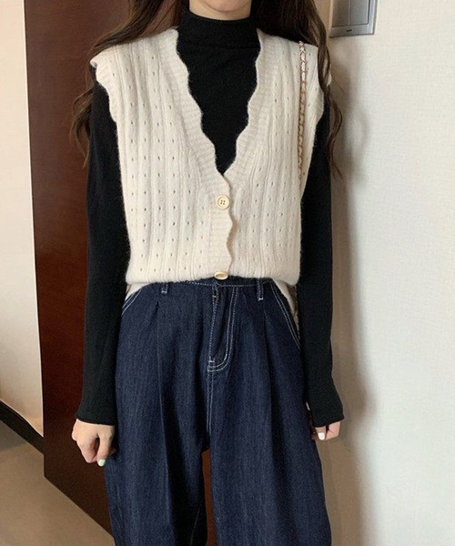 aimoha（アイモハ）の「シンプルニットベスト（ベスト・レディース・パープル/ピンク/イエロー/グレー/ベージュ/ネイビー/ブルー/ホワイト・FREE）」の21枚目の写真