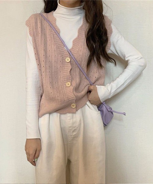 aimoha（アイモハ）の「シンプルニットベスト（ベスト・レディース・パープル/ピンク/イエロー/グレー/ベージュ/ネイビー/ブルー/ホワイト・FREE）」の19枚目の写真