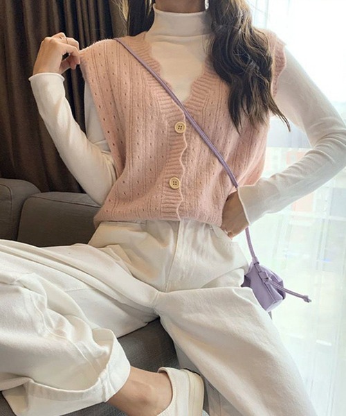 aimoha（アイモハ）の「シンプルニットベスト（ベスト・レディース・パープル/ピンク/イエロー/グレー/ベージュ/ネイビー/ブルー/ホワイト・FREE）」の18枚目の写真