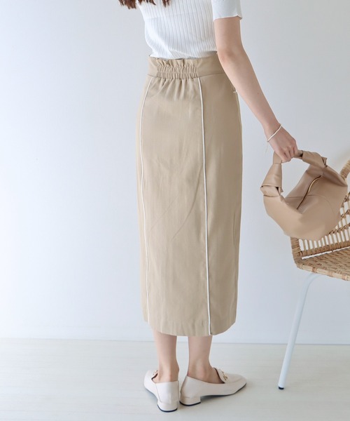 BLUEEAST（ブルーイースト）の「パイピングスリットタイトスカート（スカート・レディース・ベージュ/ネイビー/ブルーグレー・MEDIUM/LARGE）」の16枚目の写真