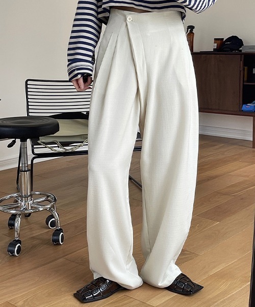 chuclla】【2022/SS】Cross waist color wide pants chw22s097